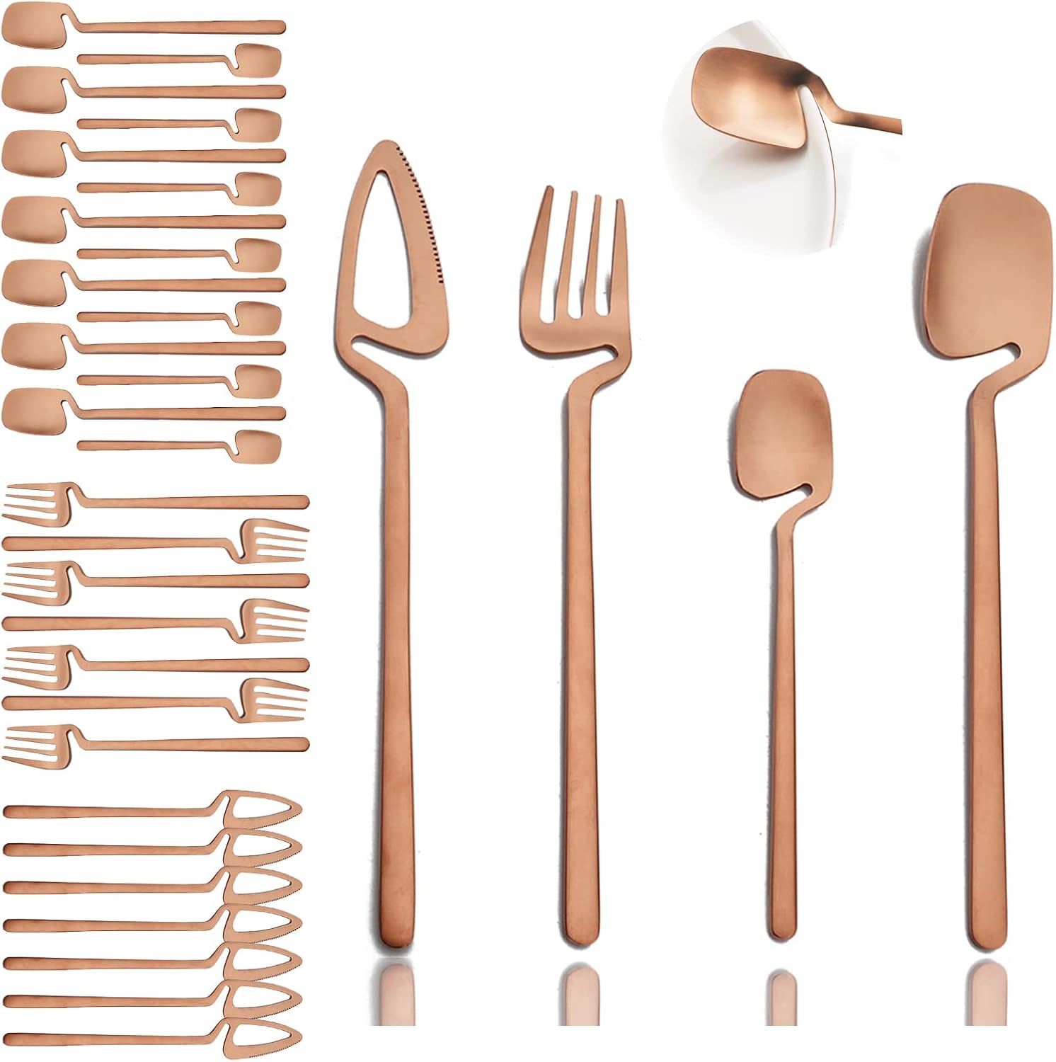 JASHII Silverware Set Satin Finish 24-Piece Stainless Steel Flatware Set Kitchen Utensil Set Service for 6 Tableware Cutlery Set Dishwasher Safe