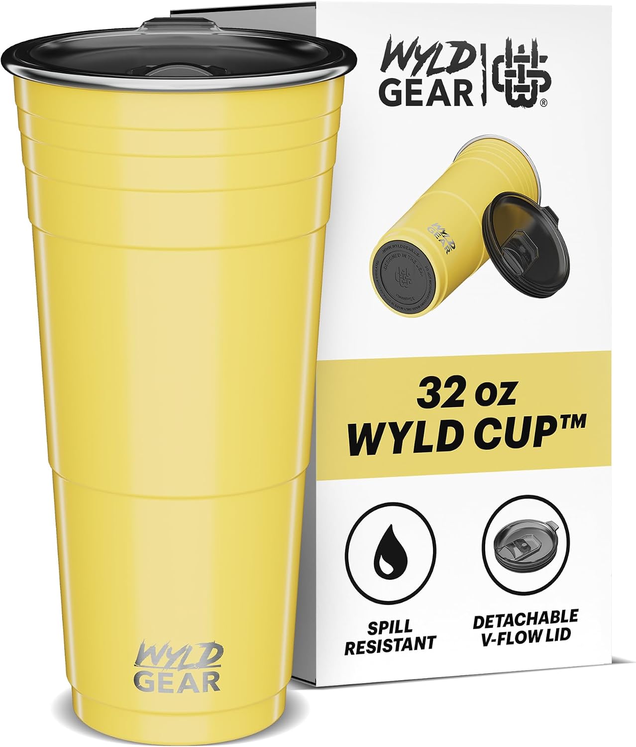 Wyld Gear Party Cup 24oz Red Stainless Steel Reusable Metal Cup with Lid