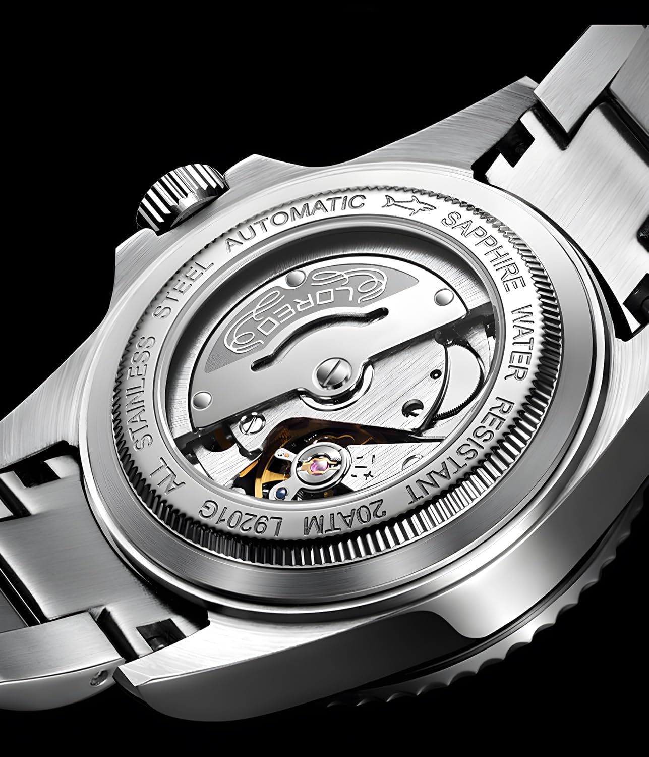 LOREO Men's Automatic Watch Sapphire Crystals 200M Waterproof | Rotating Bezel Luminous Markers and Hands Date 316L Stainless Steel Case and Bracelet Waterproof Watch