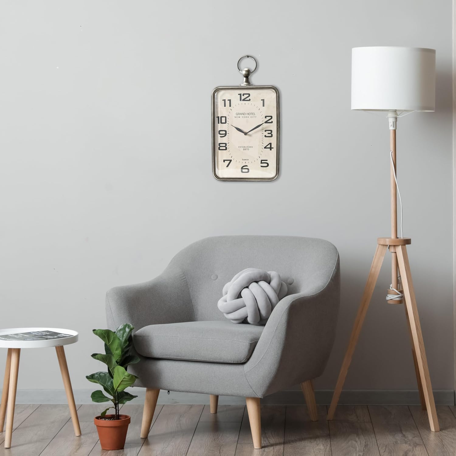 Creative Co-Op Metal Rectangle Hanging Clock with Handle Decoration on Top