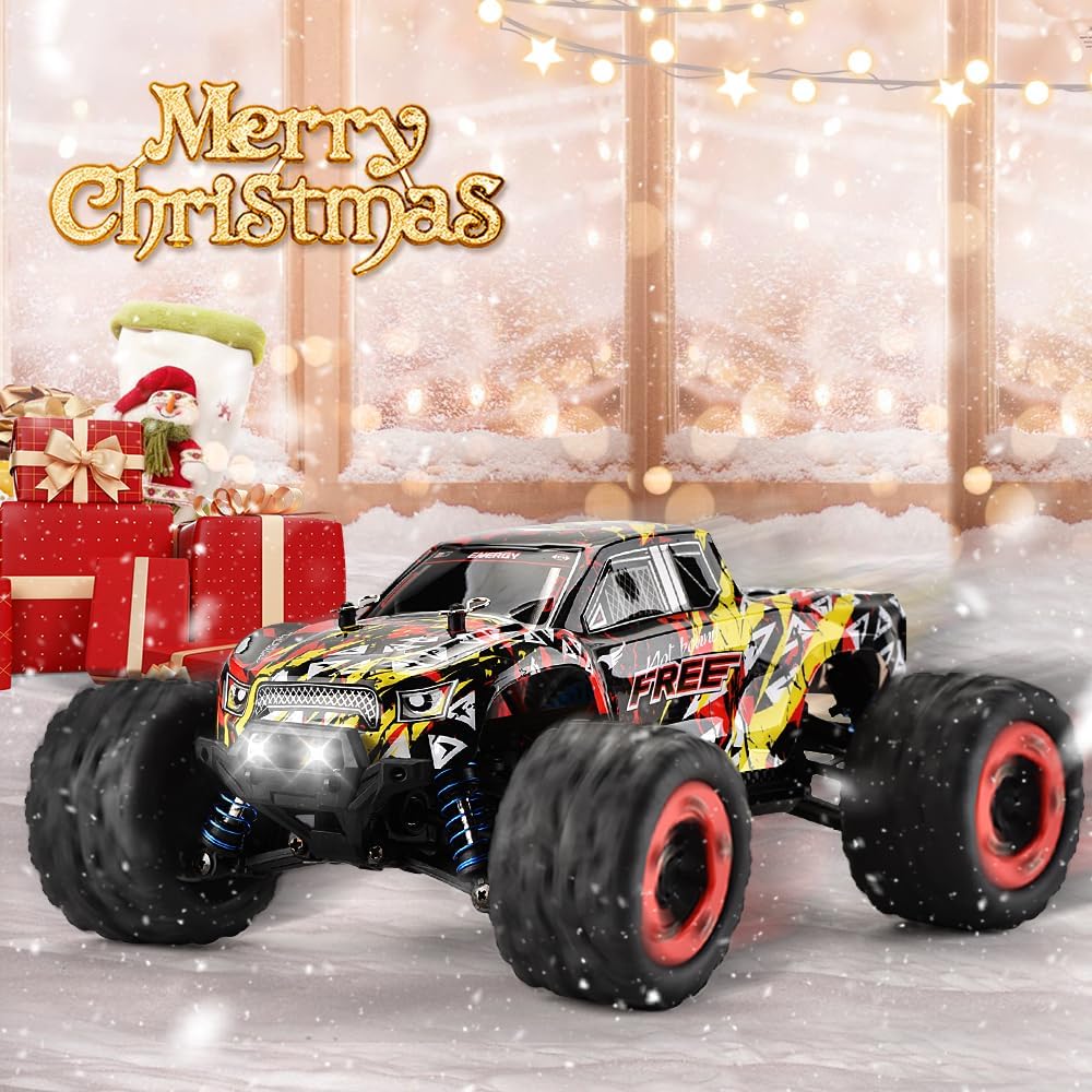 1:16 Scale All Terrain Fast RC Cars for Adults 40KPH, 4WD Electric Off-Road Remote Control Monster Truck with Metal Chassis, 2.4Ghz High Speed Car, Waterproof RC Truck with 2 Batteries for Boys & Kids