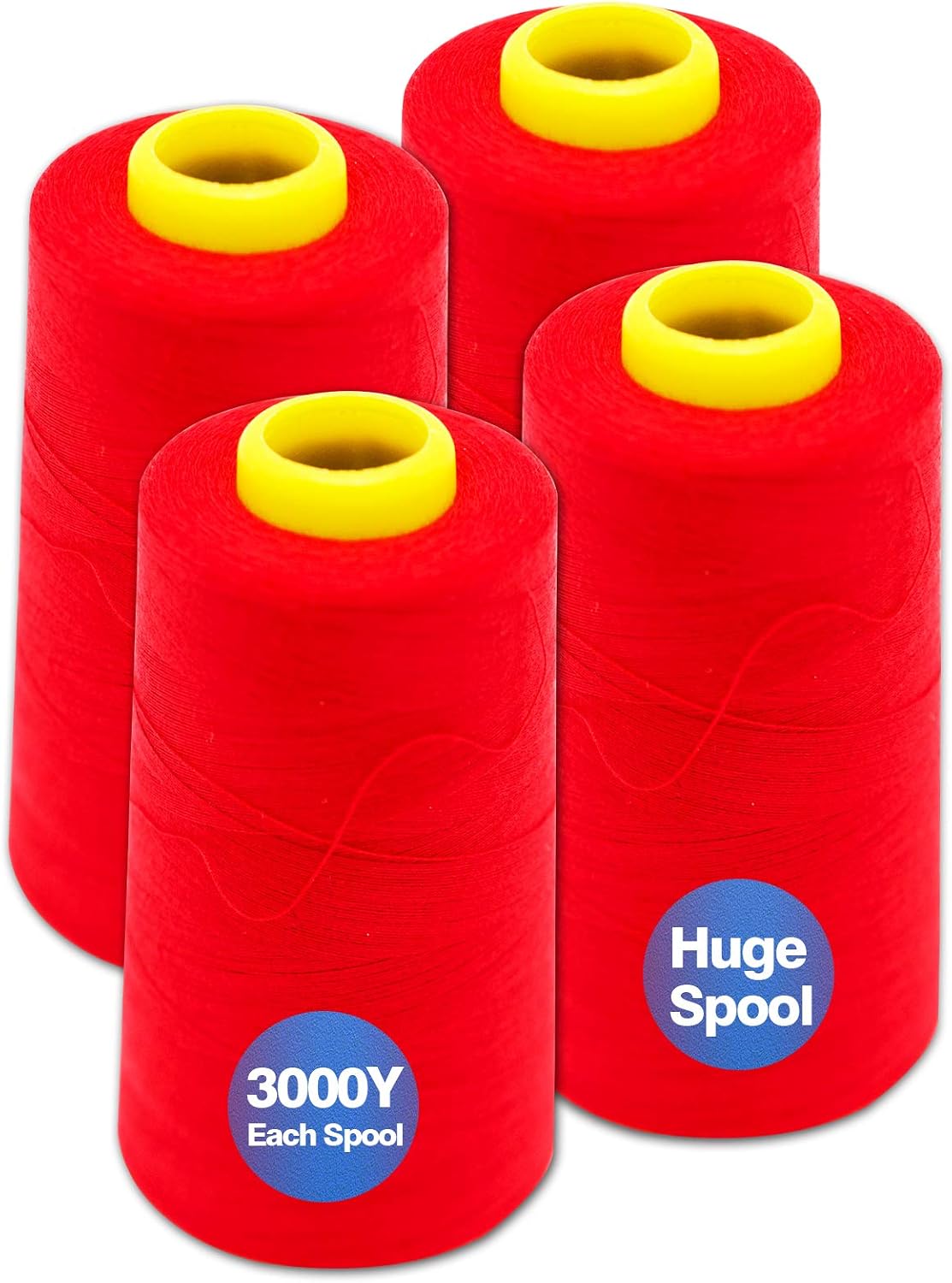 Black Serger Thread, All-Purpose Thread for Sewing, Polyester, 4 Cones of 3000 Yards Each Spool for Sewing Machine