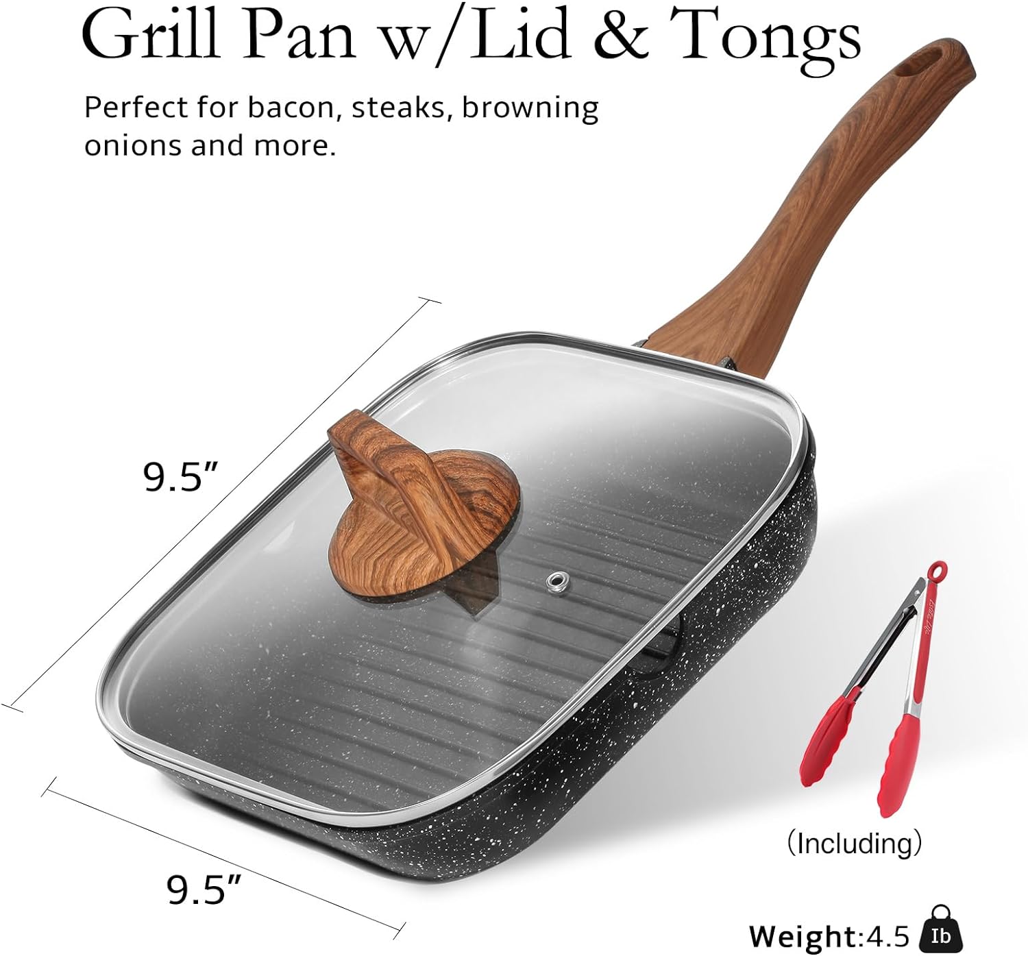 ESLITE LIFE Nonstick Grill Pan for Stove Tops, Versatile Griddle with Pour Spouts
