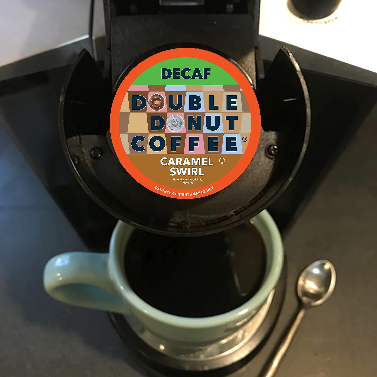 Double Donut Coffee Double Donut Medium Roast Decaf Coffee Pods, Classic, for Keurig K-Cup Machines, 24 Single-Serve Capsules per Box