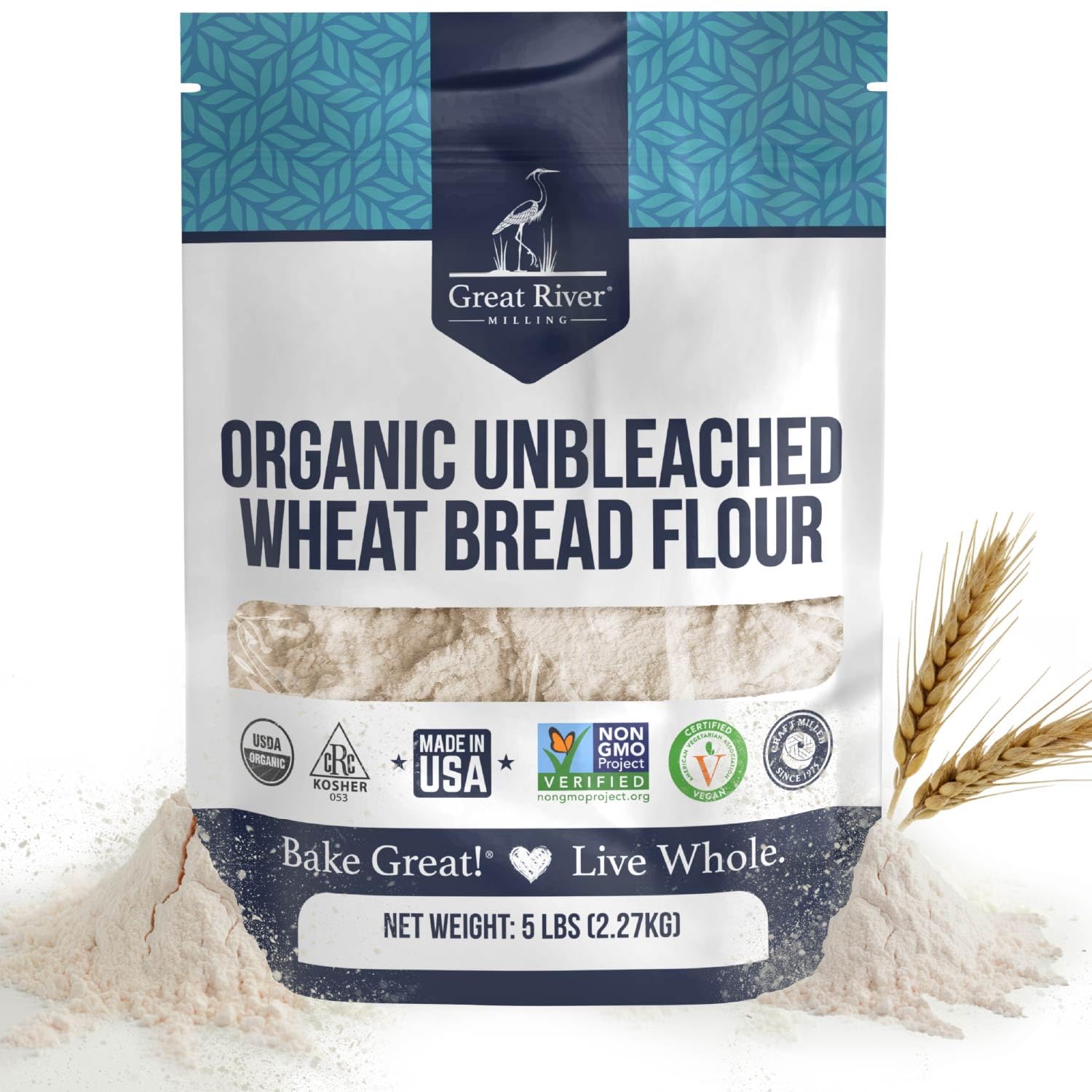 Great River Milling Organic Bread Flour, Unbleached, 25 lb