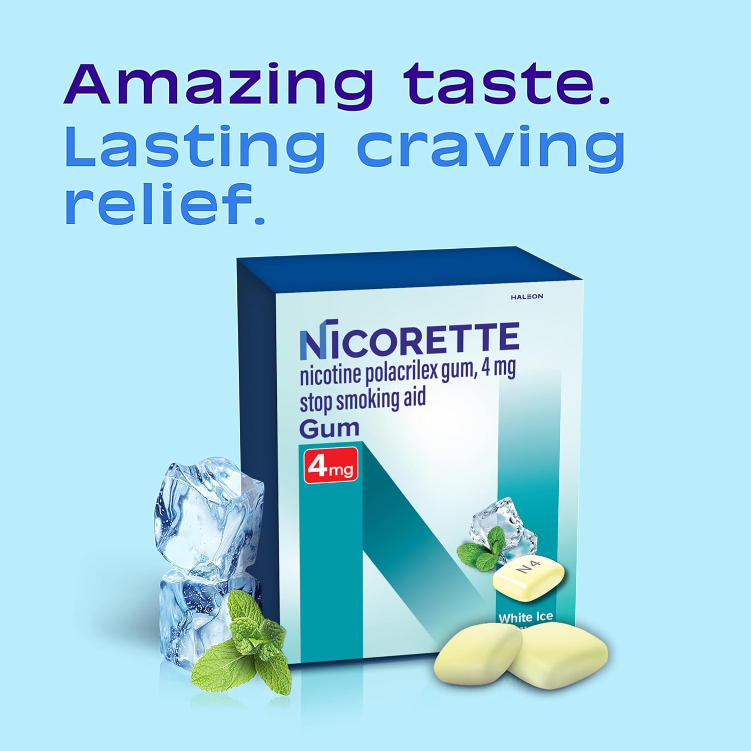 Nicorette 4mg Nicotine Gum to Quit Smoking - White Ice Mint Flavored Stop Smoking Aid, 160 Count