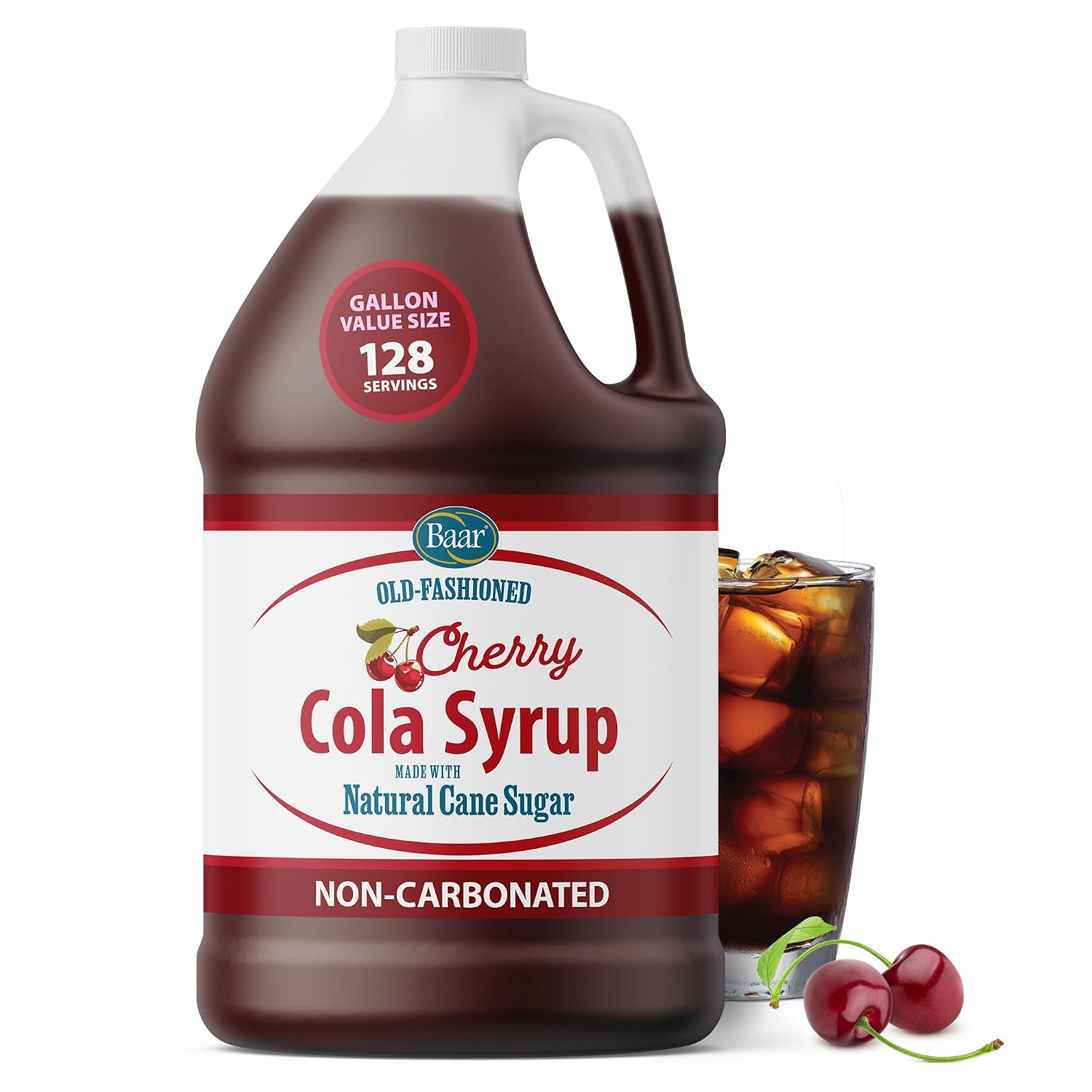 Baar Caffeine-Free Cola Syrup with Pure Cane Sugar, 12 oz | Non-Carbonated Cola Syrup, No High Fructose Corn Syrup, Made with Pure Cane Sugar for Mixing Drinks and Recipes