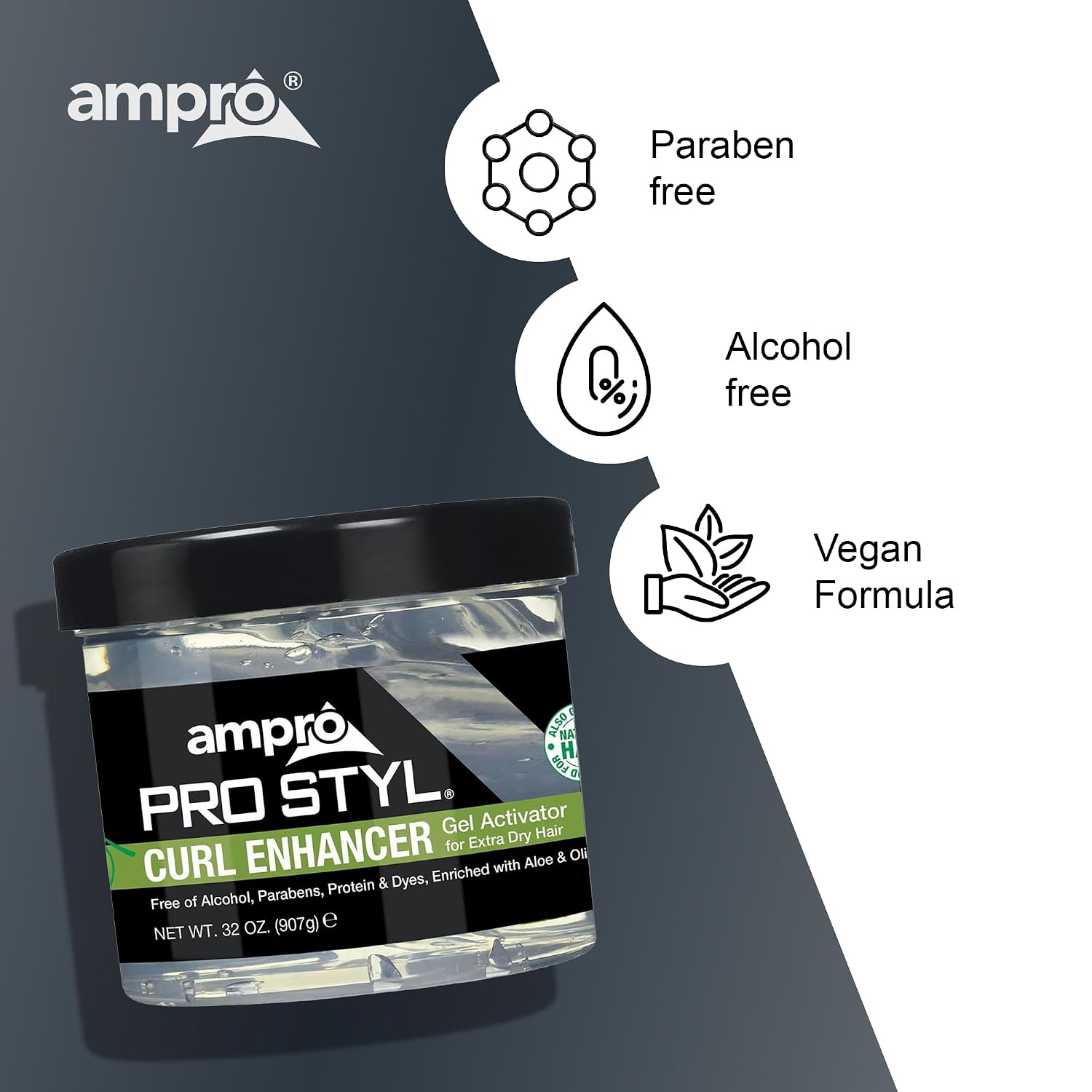 AmPro Pro Styl Curl Enhancer - Gel Activator with Olive Oil to Moisturize and Define Coils and Waves - Helps Protect and Hydrate Hair Shaft - Tames