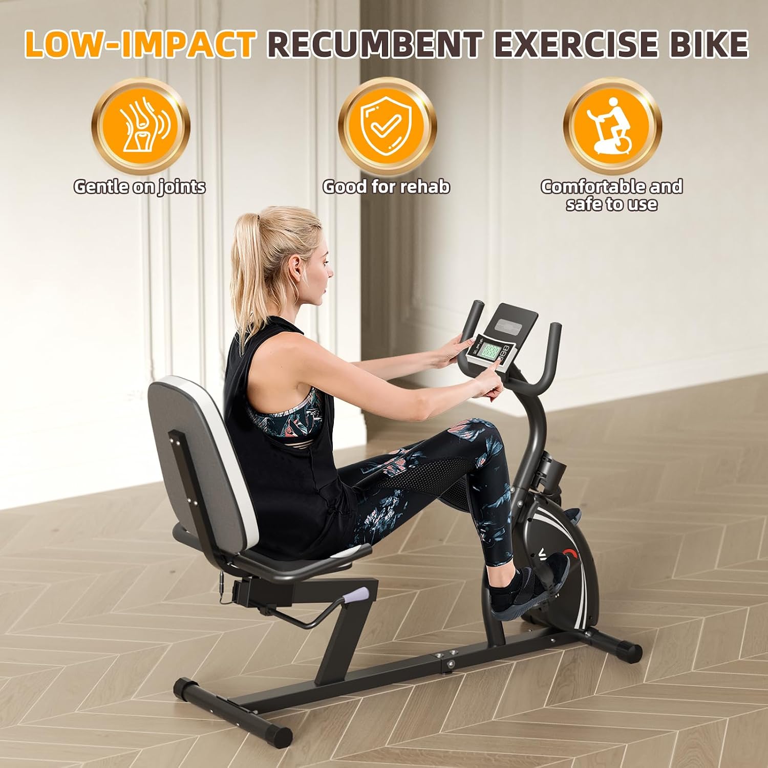 VANSWE Recumbent Exercise Bike for Home Seniors with 380 LB Weight Capacity | Fit 5’1”-6’1”, 16-Level Magnetic Resistance