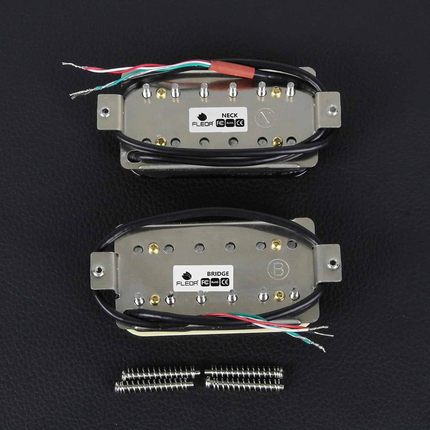 FLEOR Alnico 5 Guitar Pickup Double Coil Humbucker Pickups Neck and Bridge Set Black