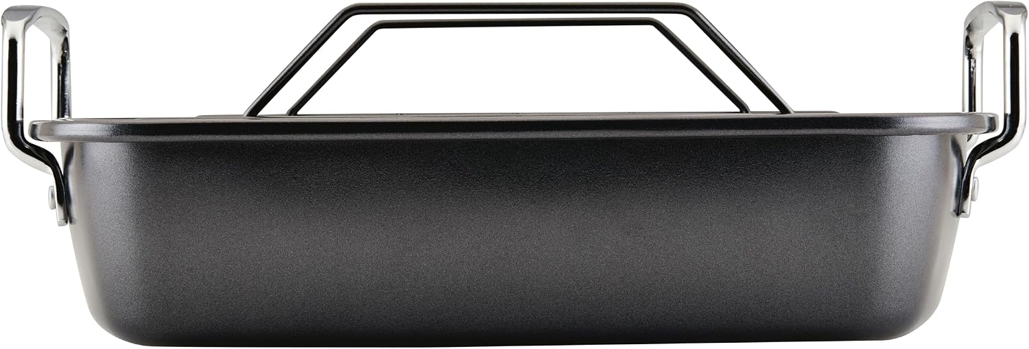 Circulon Total Bakeware Nonstick Roaster, Roasting Pan with Rack, 17-Inch x 13-Inch, Gray
