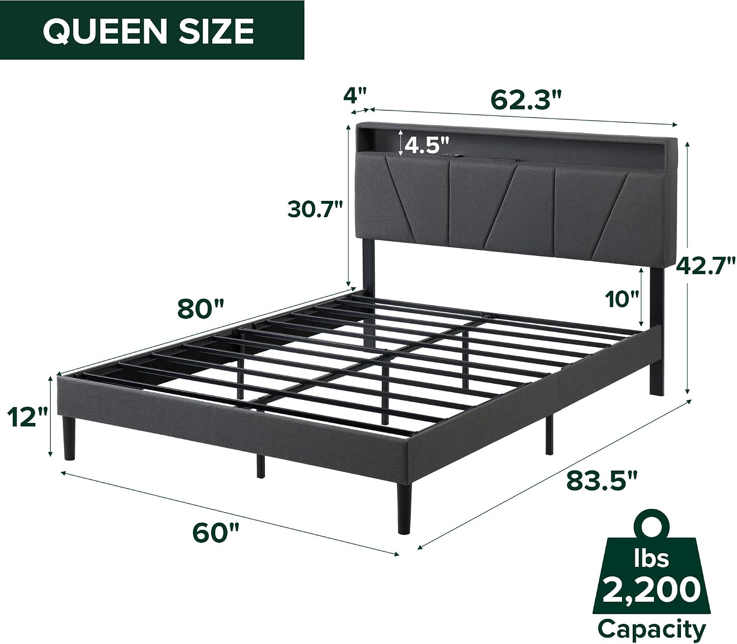 Zinus Maya Platform Bed Frame, Four Underbed Storage Drawers, Full | Secure Locking Drawers, Modern Upholstered Look, Minimalist Design, Straightforward Assembly, No Box Spring Needed