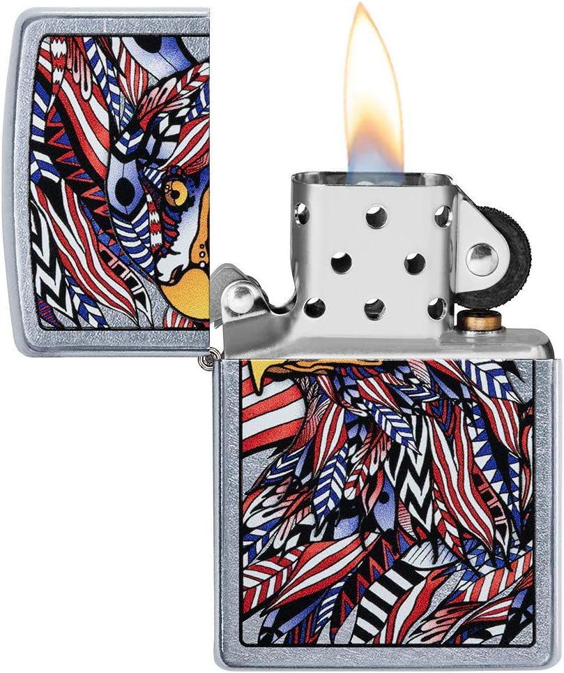 Zippo Eagles Dare Pocket Lighter - Refillable Flip-Top Windproof Lighters - Fierce Soaring Eagle Patriotic Design Pocket Lighters - Luxury Metal Lighter Made in USA