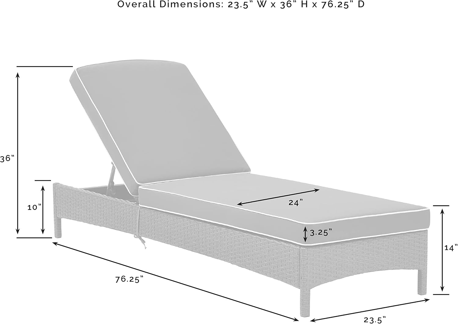 Crosley Furniture Palm Harbor Reclining Wicker Outdoor Chaise Lounge Chair for Patio, Deck, Poolside, Brown with Sand Cushions