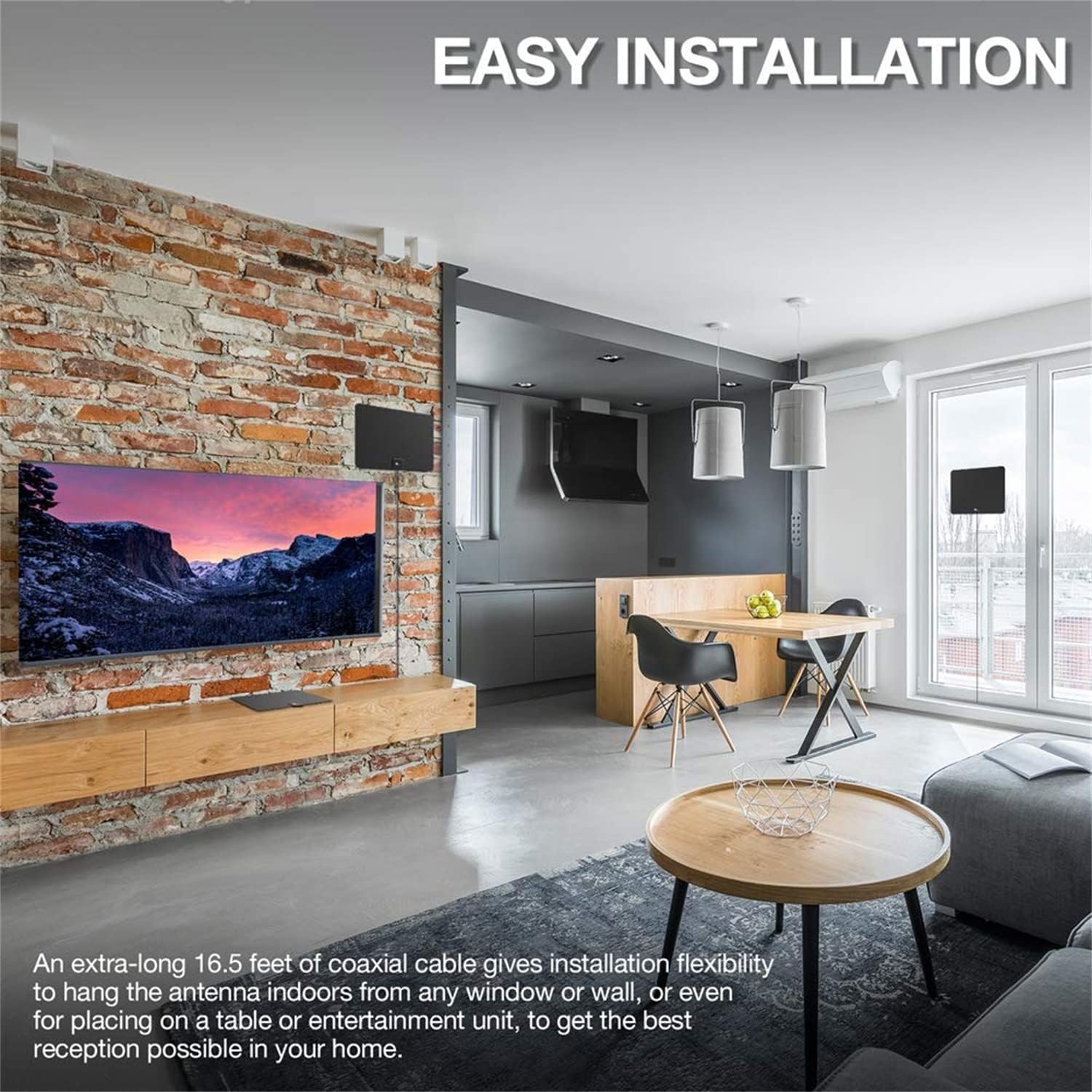1byone Outdoor TV Antenna, 360°Omni-Directional Reception, 100+ Miles Range