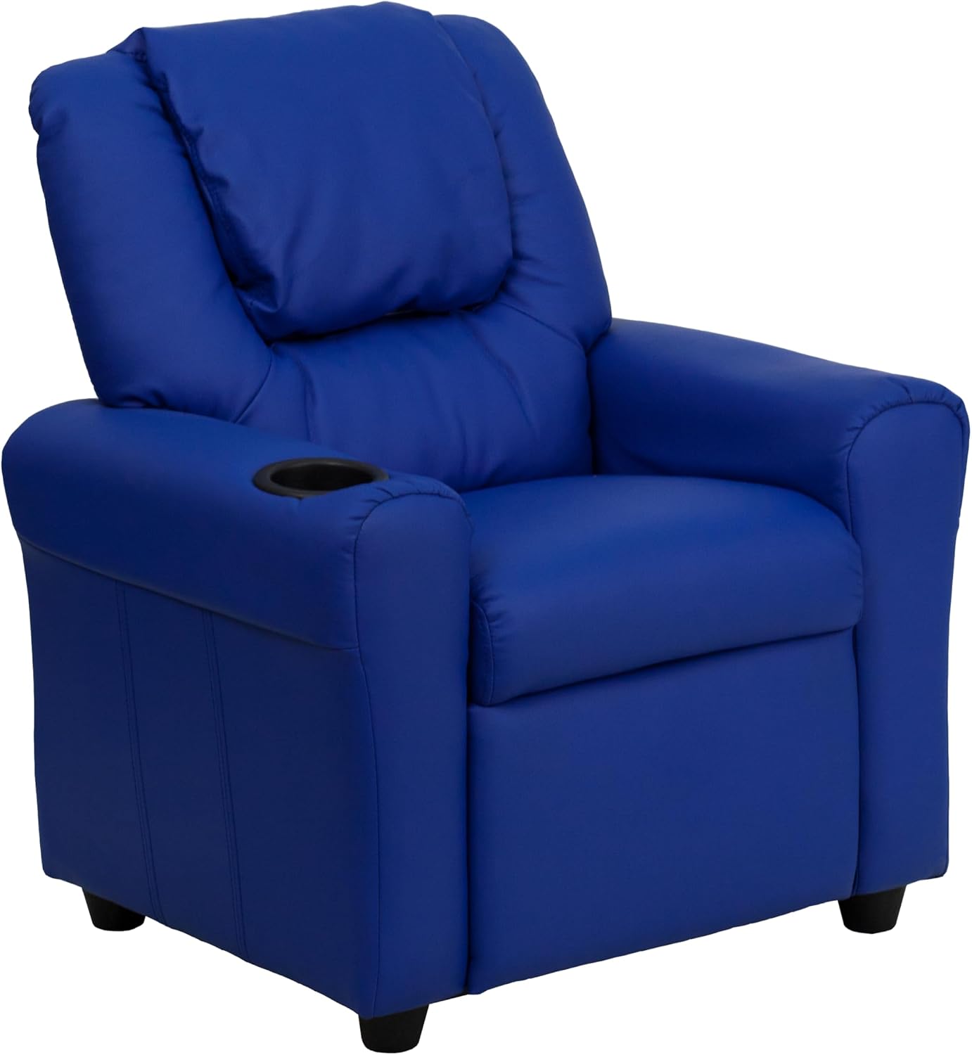 Flash Furniture Vana LeatherSoft Kids Recliner with Cup Holder, Headrest, and Safety Recline, Contemporary Reclining Chair for Kids, Supports up to 90 lbs., Brown | Manual Recline, Padded Seat and Back, Child-Friendly Design, Safety Recline Feature