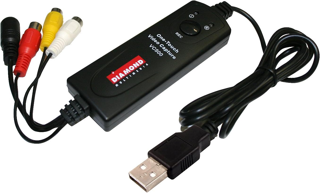 Diamond Multimedia VC500 One Touch VHS to Digital Converter – Capture & Convert VHS to Digital Files or DVD, Easy-to-Use Software, Windows 11,10 & Mac Compatible