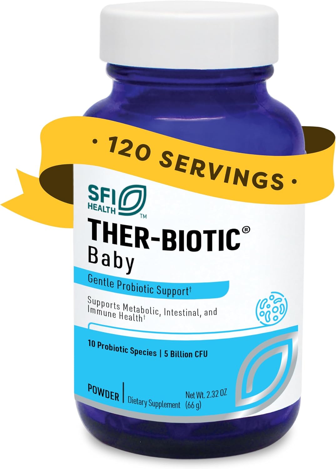 Klaire Labs SFI Health Ther-Biotic Baby Probiotic Powder, 2 oz | Supports Developing Microbiomes & Infant Development, 5 Billion CFU + 10 Strains for Digestive Health and Immune Support