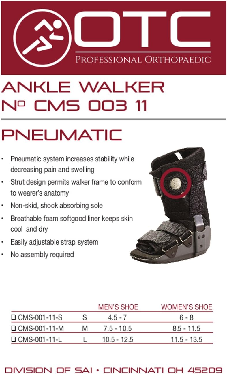 OTC Walker Boot Delux Short Low Top Leg Cast, Black, X-Small