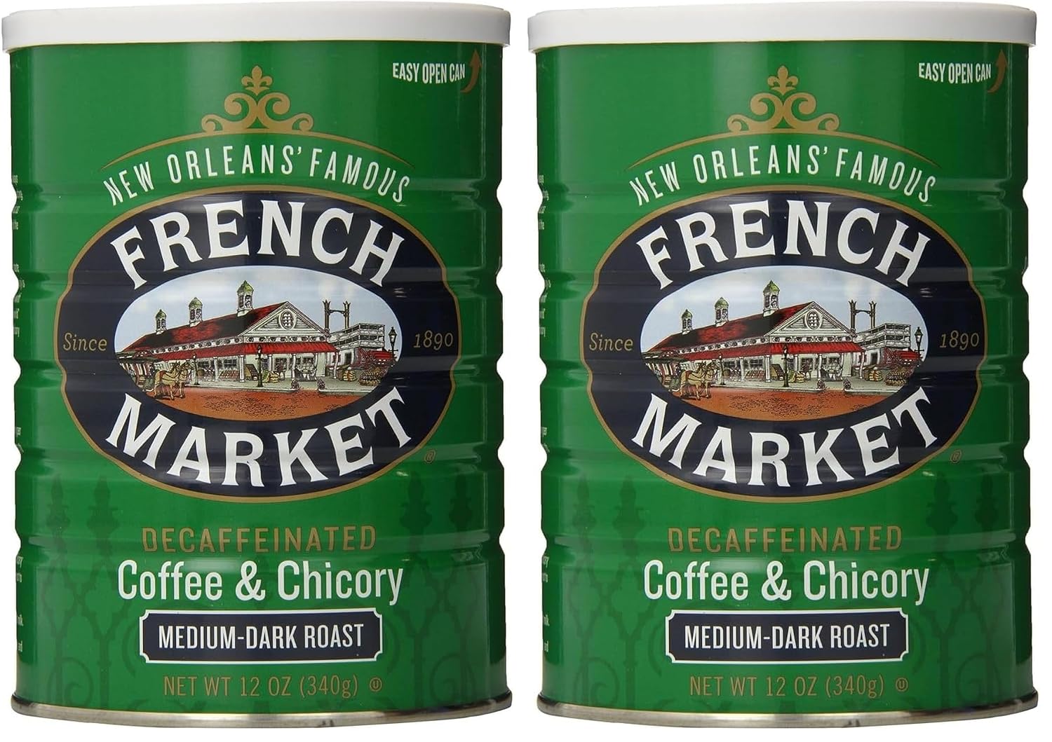 French Market Coffee & Chicory Dark Roast Ground Coffee, 12oz Can (Pack of 6)