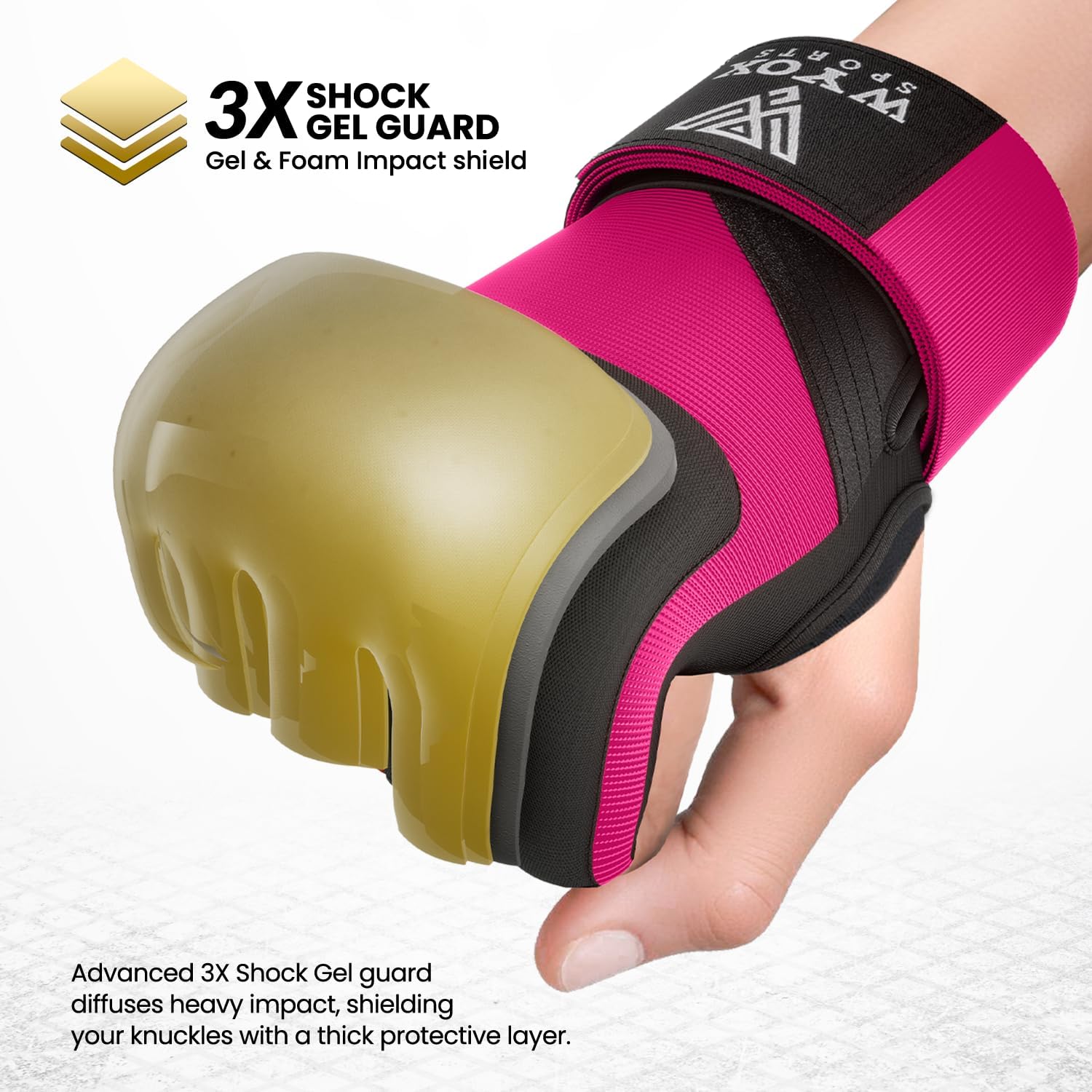 WYOX Neoprene Gel Boxing Hand Wraps Inner Gloves for Men & Women – 80cm/31in Quick Wrist Strap, Padded Knuckle Protection