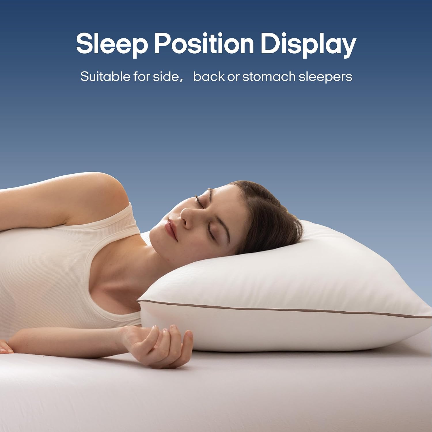 puredown® Goose Feathers and Down Pillow for Sleeping Hotel Collection Bed Pillows, Gusseted, Queen, Set of 2