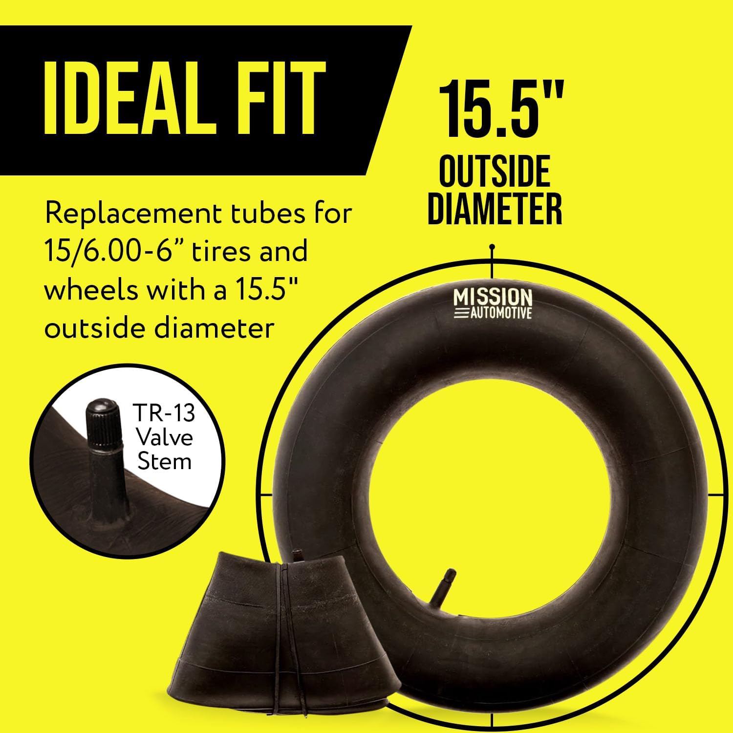 Mission Automotive Inner Tube - 15x6.00-6, TR-13 Valve Stem