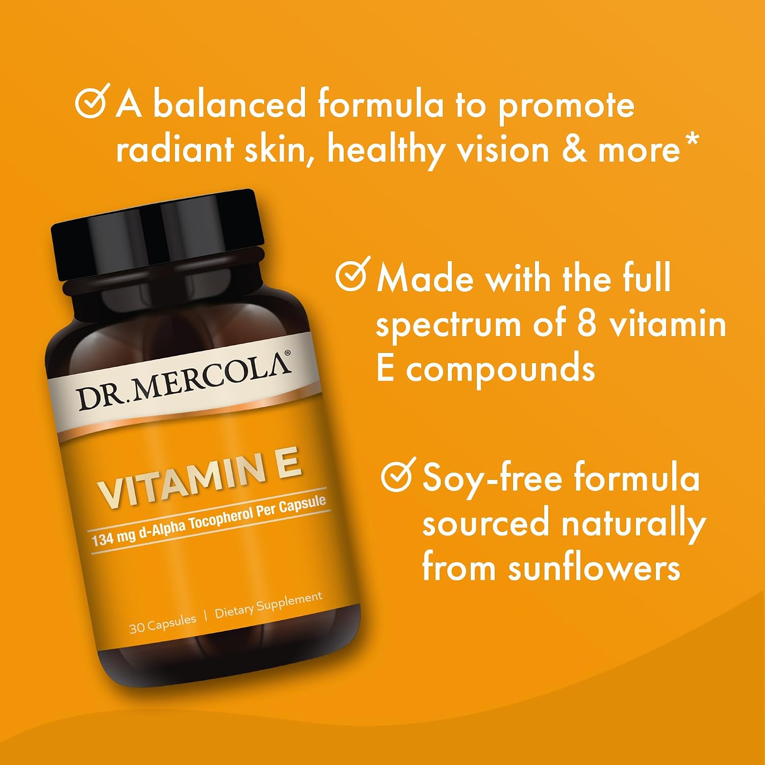 Dr. Mercola Vitamin E, 134 mg Per Capsule, 90 Capsules (90 Servings)