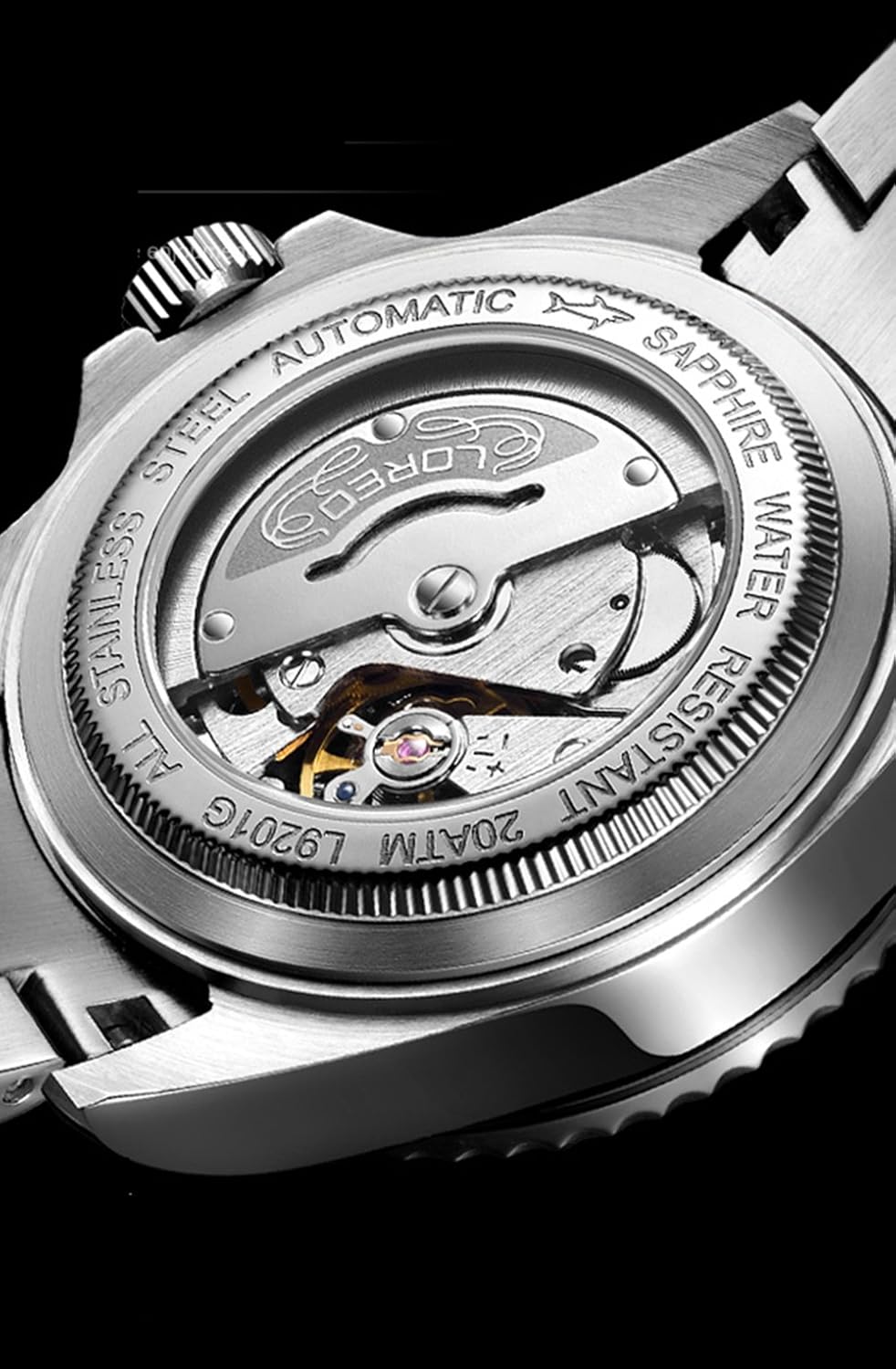 LOREO Men's Automatic Watch Sapphire Crystals 200M Waterproof | Rotating Bezel Luminous Markers and Hands Date 316L Stainless Steel Case and Bracelet Waterproof Watch