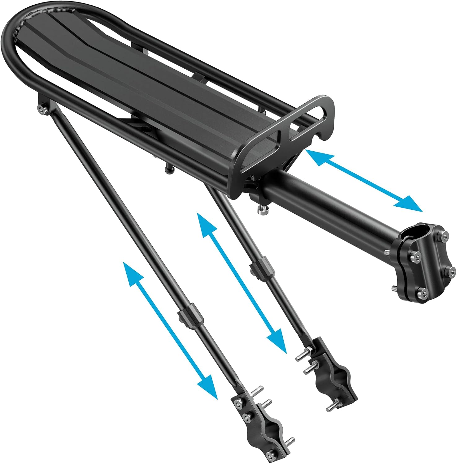 Outtag Rear Bike Rack Aluminum Alloy Bike Cargo Rack Quick Release Adjustable Bicycle Rear Rack Heavy Duty Mountain Bike Back Rack Seat Post Frame Mount Cycle Luggage Carrier Accessories