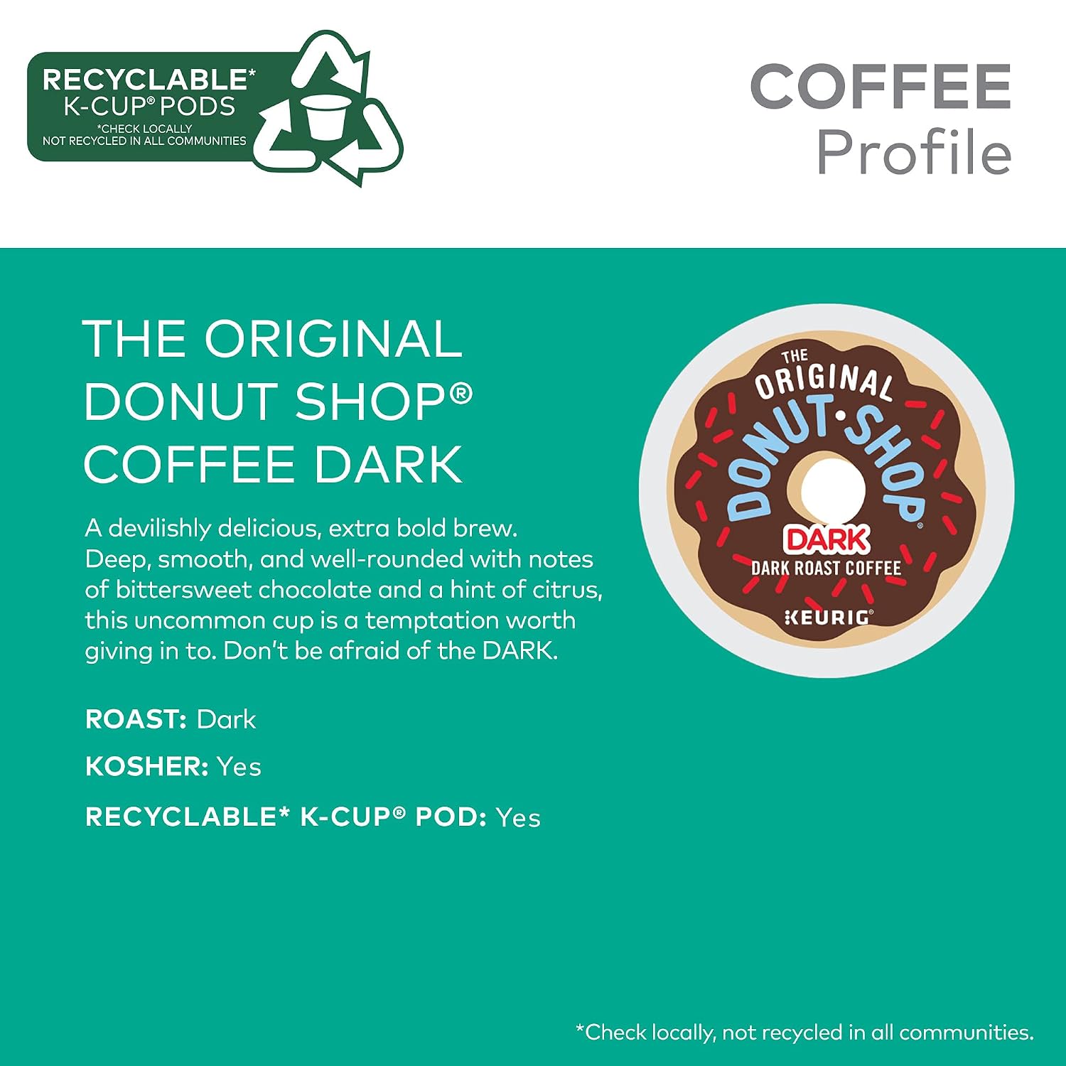 The Original Donut Shop Dark Roast Coffee, K-Cup, 12 ct