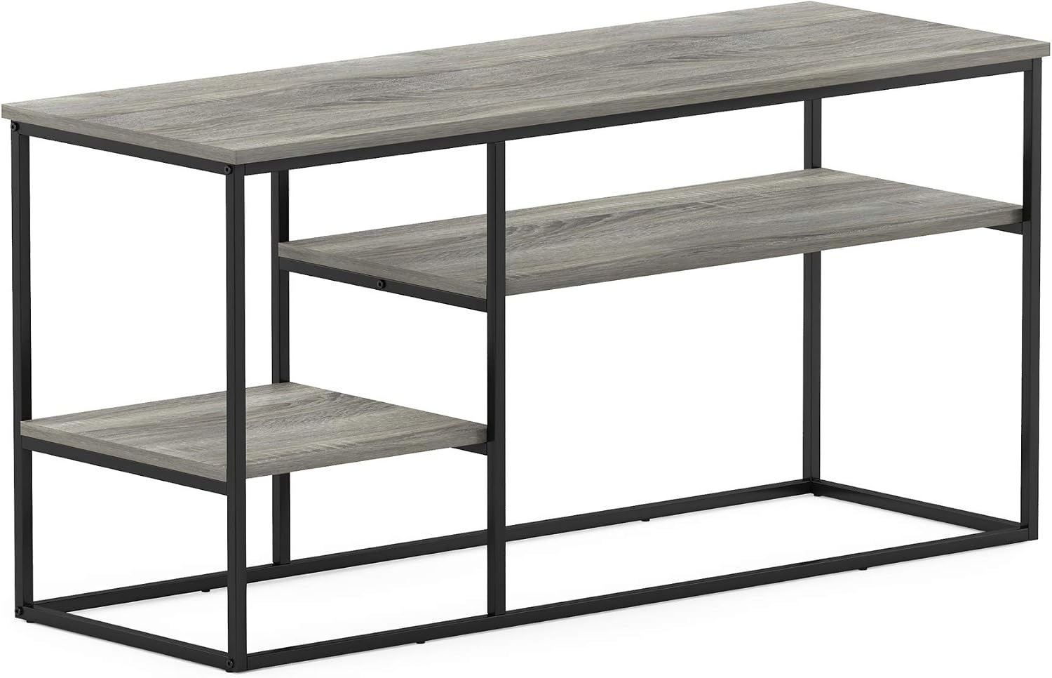 Furinno Moretti 3-Tier Metal Frame TV Stand, French Oak Grey