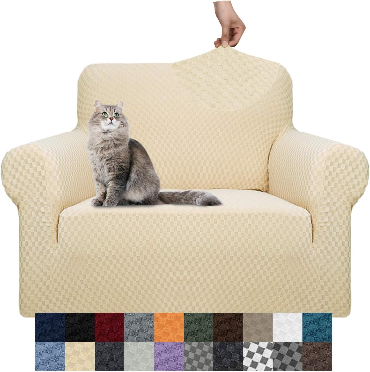 YEMYHOM Couch Cover Latest Jacquard Design High Stretch Sofa Covers for 2 Cushion Couch