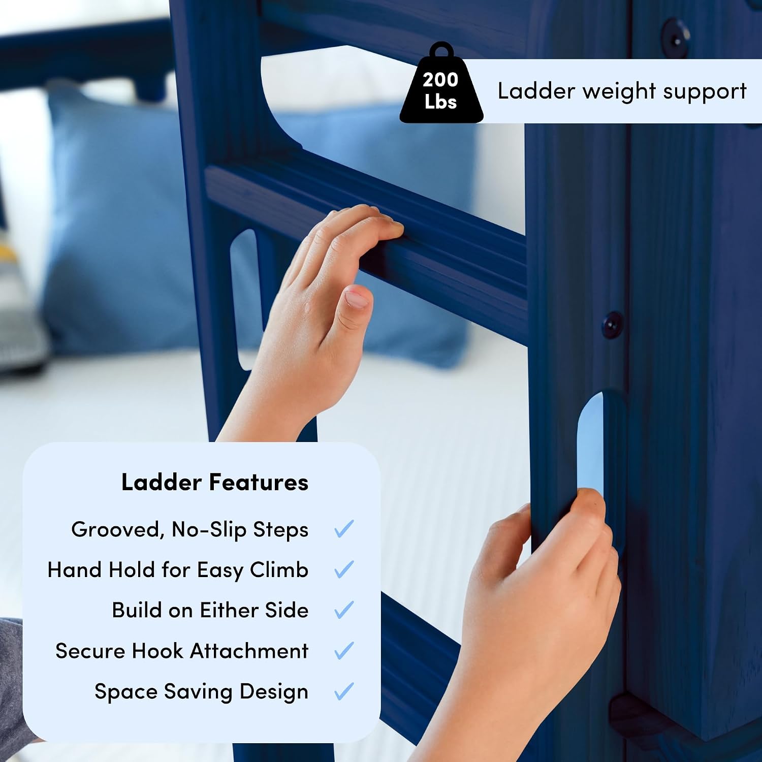 Max & Lily Bunk Bed Twin over Twin, Solid Wood Bunk Bed Frame with Ladder for Kids, 14" Safety Guardrails, Easy Assembly, No Box Spring Needed, White