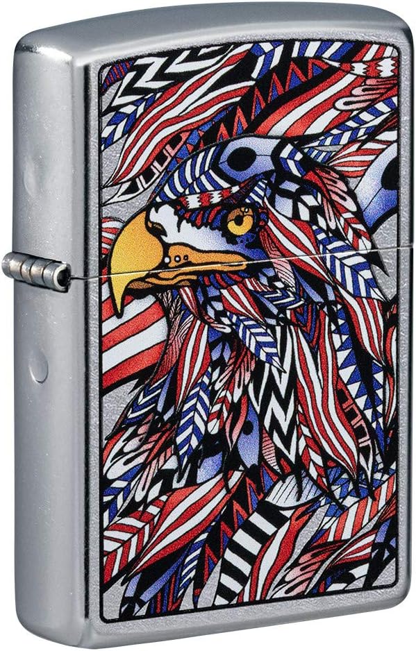Zippo Eagles Dare Pocket Lighter - Refillable Flip-Top Windproof Lighters - Fierce Soaring Eagle Patriotic Design Pocket Lighters - Luxury Metal Lighter Made in USA
