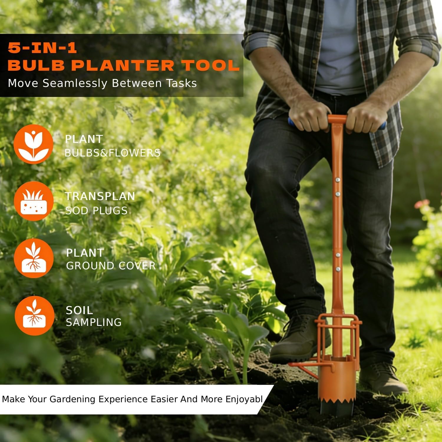 glorousamc Bulb Planter, Weeder, Sod Plugger, Flower Planting