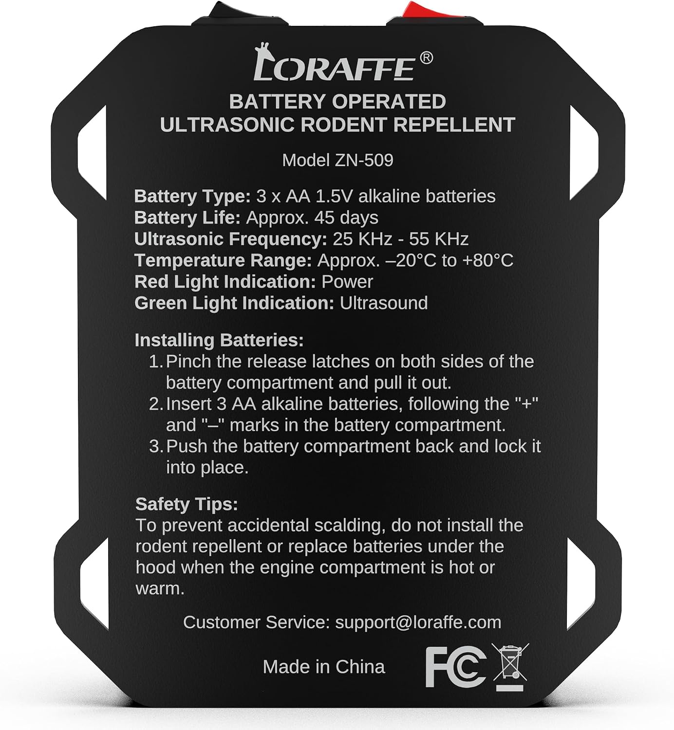 Loraffe Under Hood Animal Repeller Ultrasonic Rodent Repellent for Vehicle