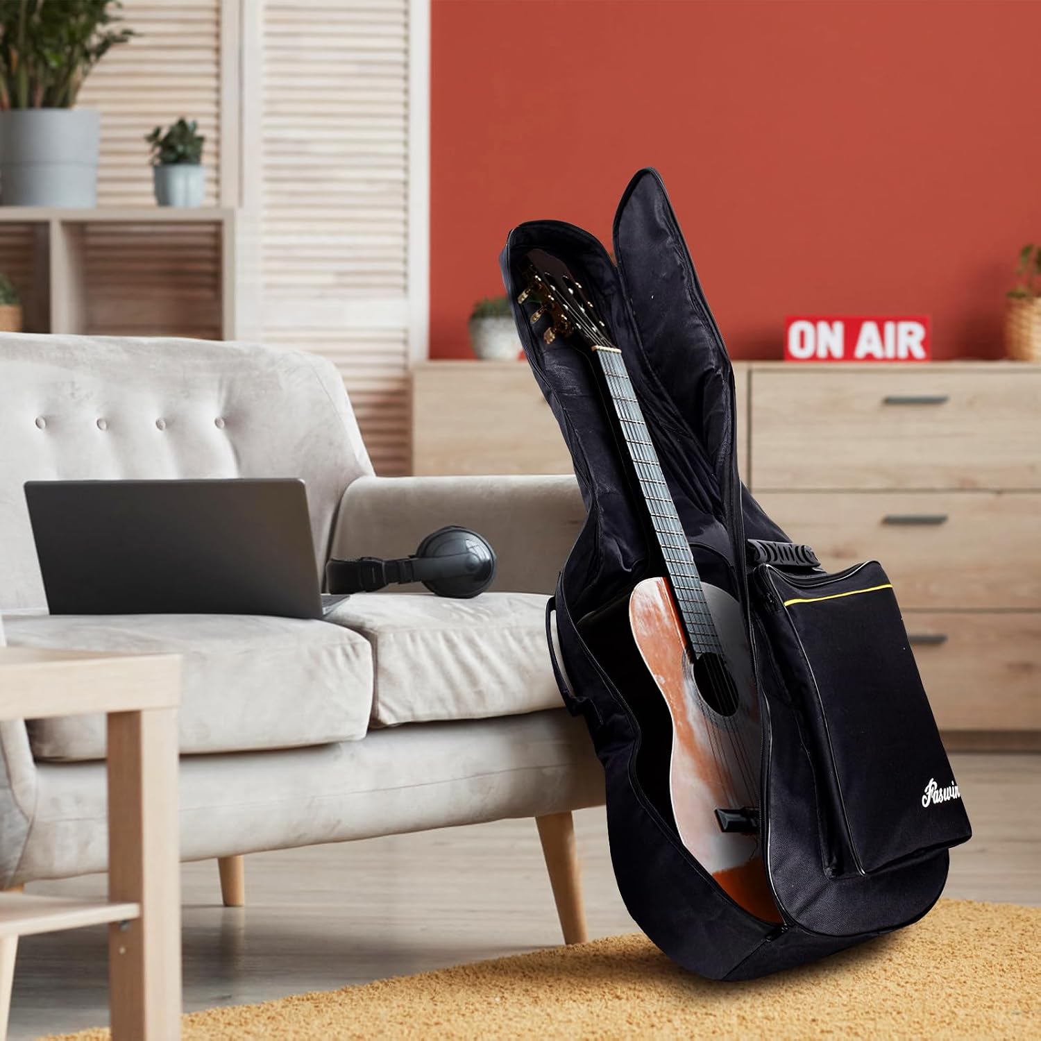 41 Inches Guitar Bag Dual Adjustable Shoulder Strap Acoustic Guitar Case Gig Bag, Waterproof Oxford Cloth 0.3 Inch Thicken Sponge Pad, Black