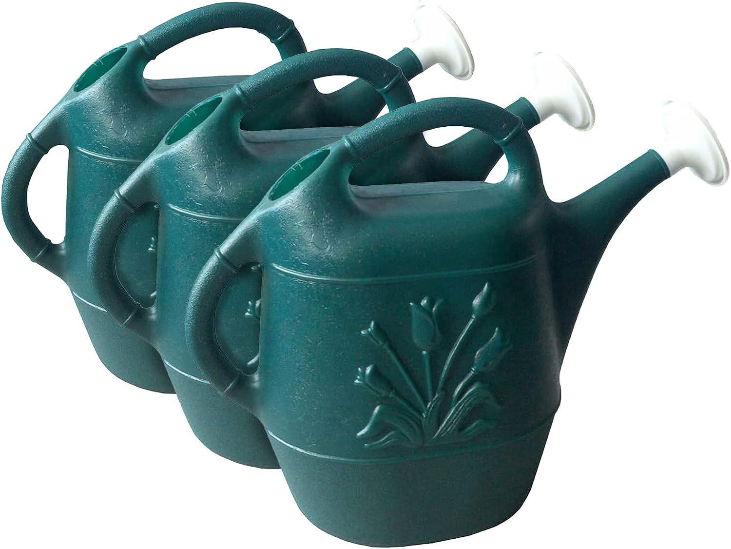 Union Products 63066 2 Gallon Plastic Indoor/Outdoor Watering Can w/Tulip Design for Garden, Potted Plants, & Patio Pots, Caribbean Blue