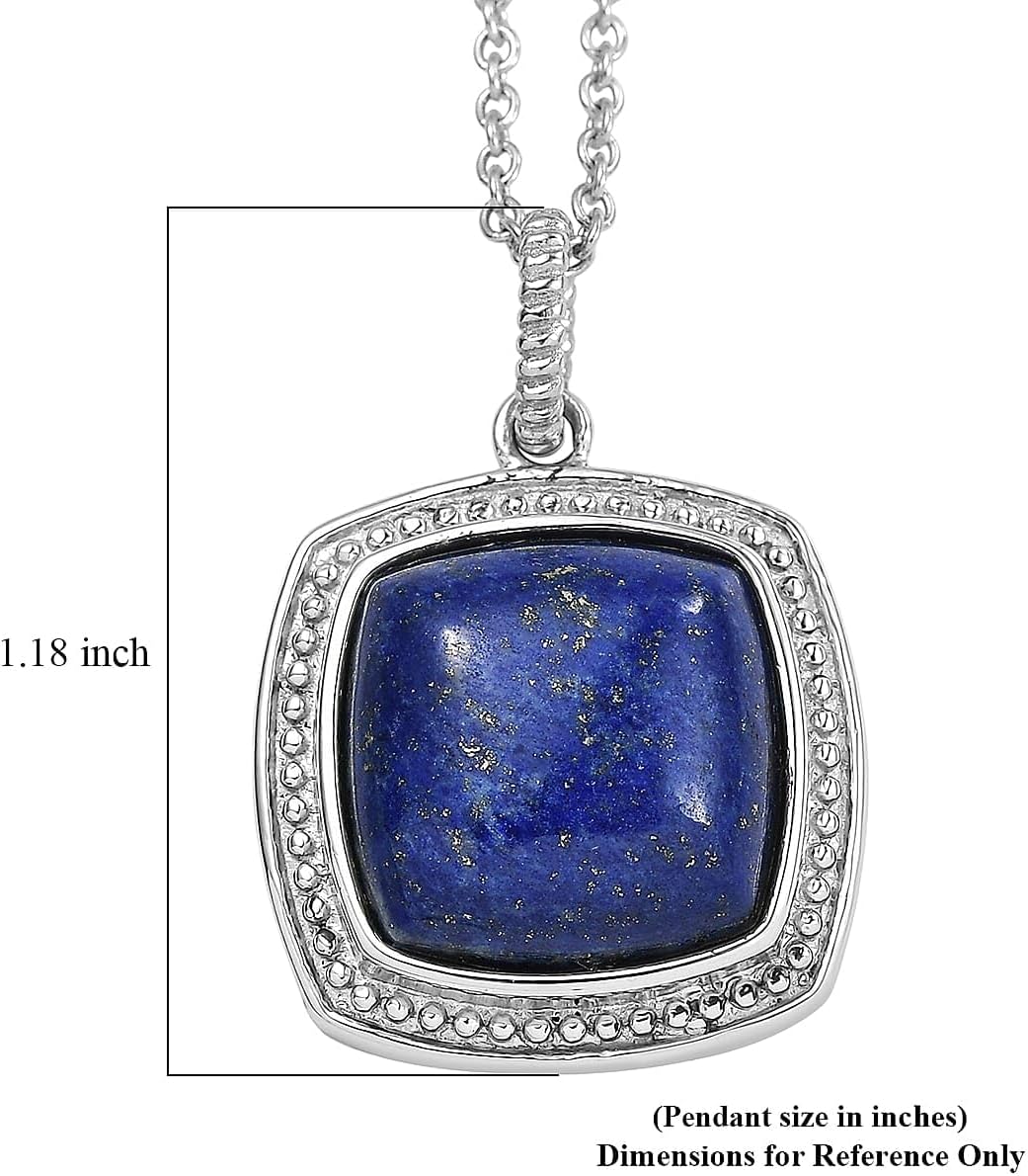 Lapis Lazuli 10.60 ctw Pendant Necklace in Stainless Steel 20 Inches