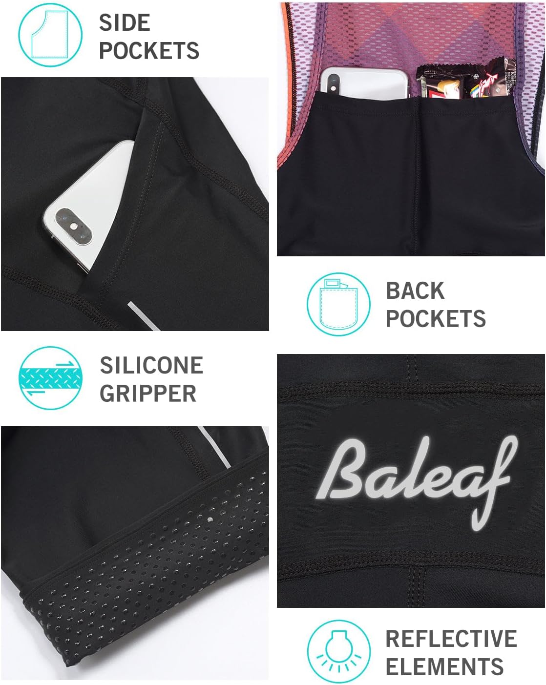 baleaf Mens 4D Padded Cycling Bib Shorts Bicycle Biking Bibs