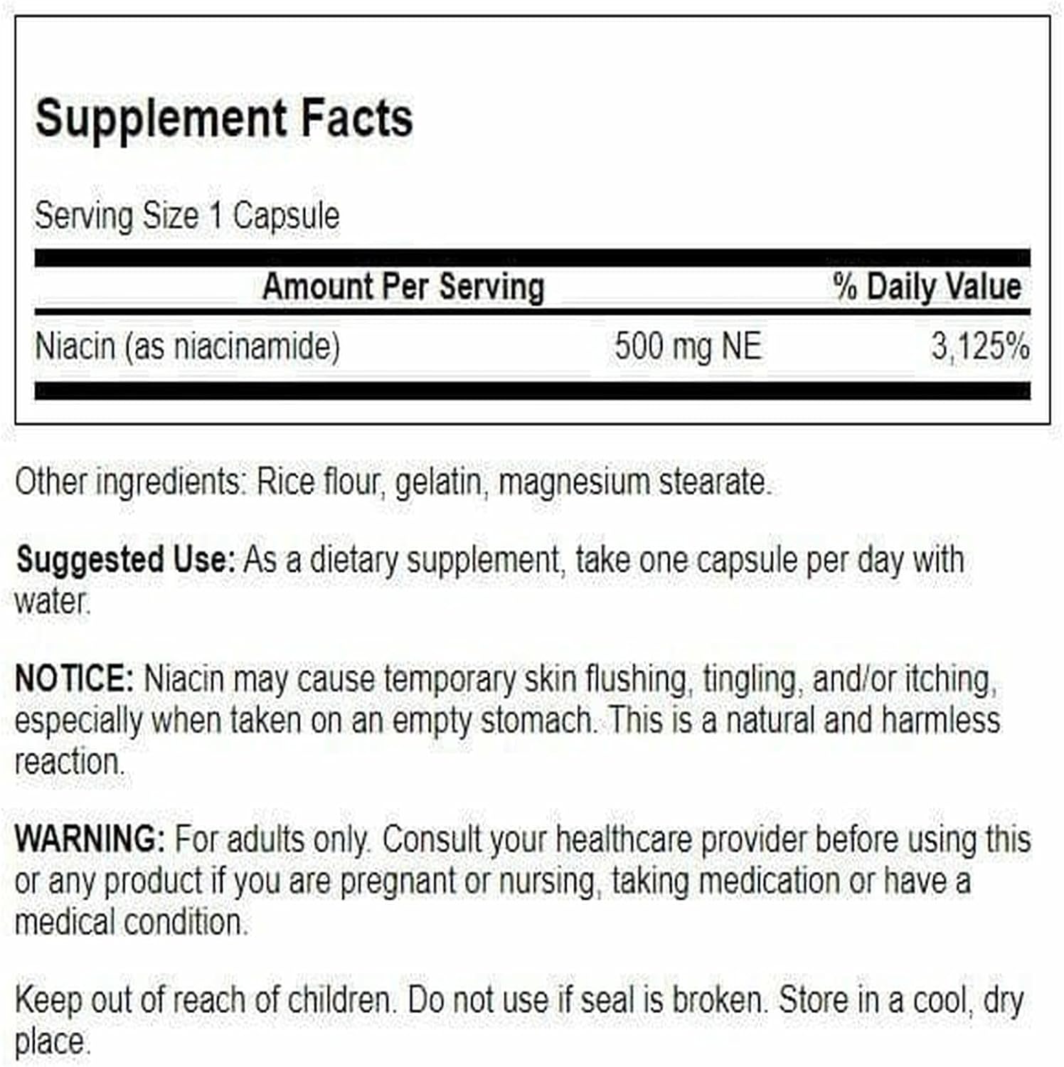 Swanson Niacinamide 500 Milligrams, 250 Capsules, 2 Pack | Supports Skin Health and Energy Production, Delivers 500 mg per Capsule