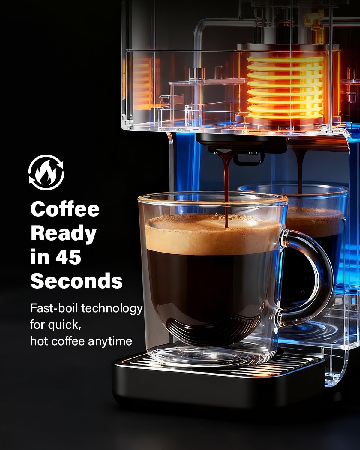 KIDISLE 20 Bar Espresso Machine, Compatible with Nespresso Original & Dolce Gusto Capsules, Ground Coffee & ESE Pods, 47.3oz Tank, One-Touch Boil