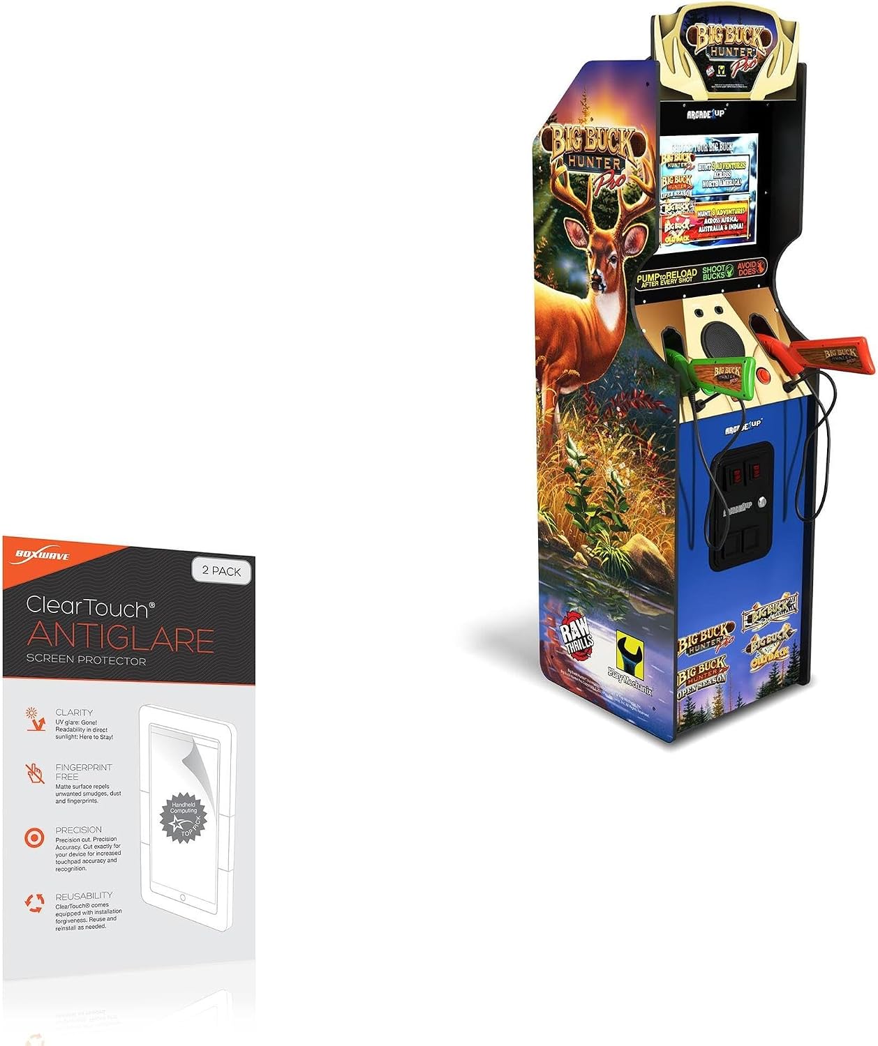 BoxWave Screen Protector Compatible with Arcade1Up Big Buck Hunter Pro Deluxe - ClearTouch Anti-Glare (2-Pack), Anti-Fingerprint Matte Film Skin