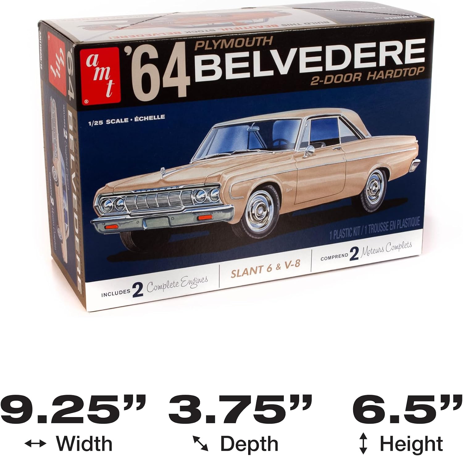 AMT - 1964 Plymouth Belvedere (w/Straight 6 Engine) 2T, 1:25 (AMT1188M), White
