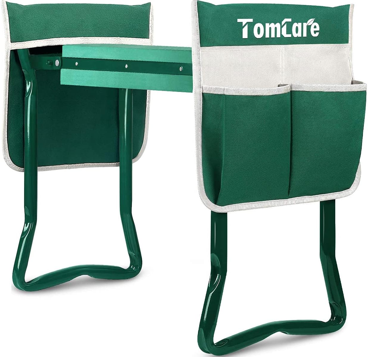 TomCare Garden Kneeler and Seat, 11.12" Kneeling Pad Sturdy Garden Bench | Heavy Duty Garden Stool, 450 lbs Load Capacity, 2 Tool Pouches, Foldable Design, Gardening Gift for Women, Men and Gardeners