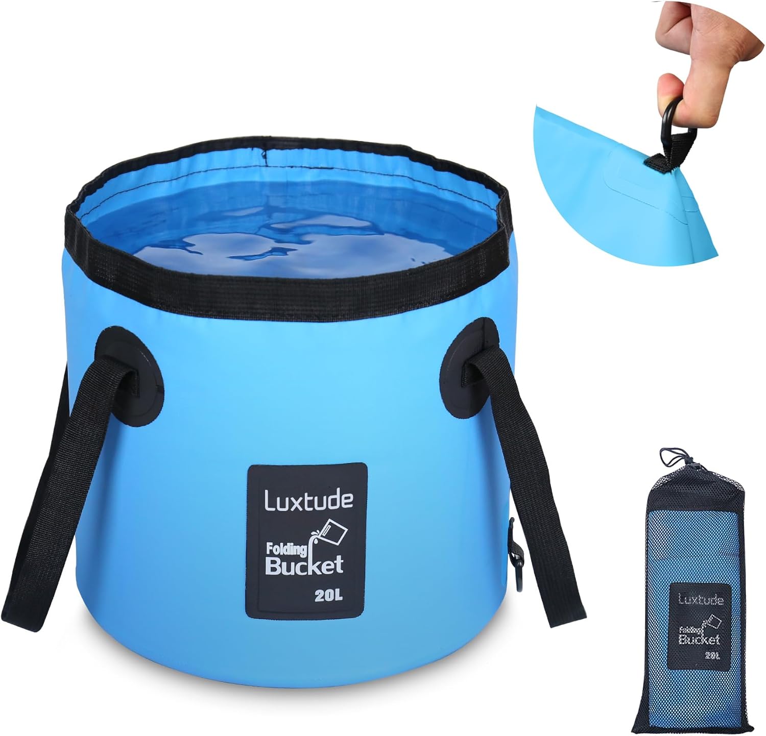 Luxtude Collapsible Bucket with Handle, Portable 5 Gallon Bucket for Camping, Fishing, Beach, Gardening, RV & Outdoor Emergency