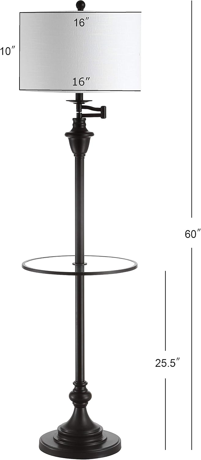 JONATHAN Y Cora 60" Metal Swing Arm Floor Lamp, Oil Rubbed Bronze/Clear