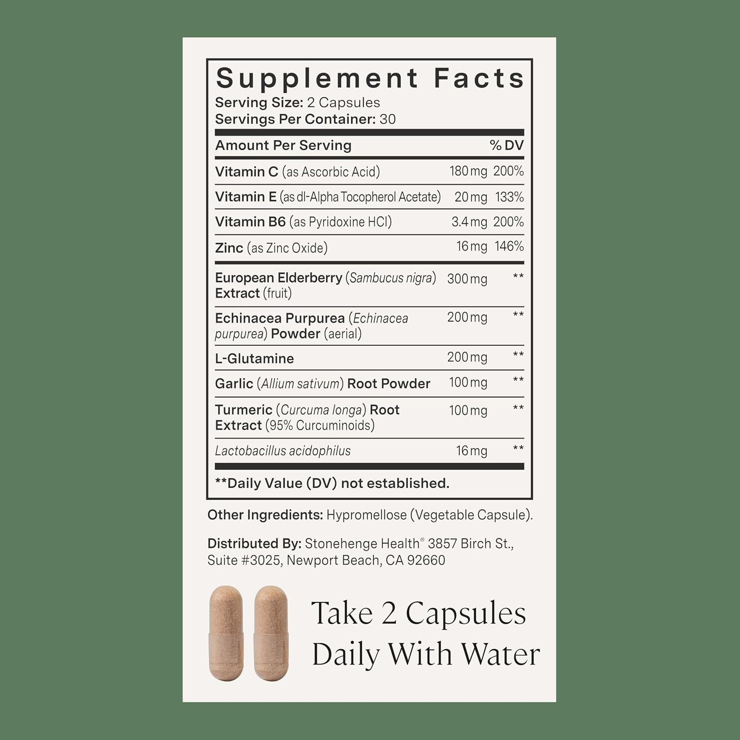 Stonehenge Health Dynamic Immunity Daily Supplement 10-in-1 Immune Boosters Zinc, Elderberry, Echinacea