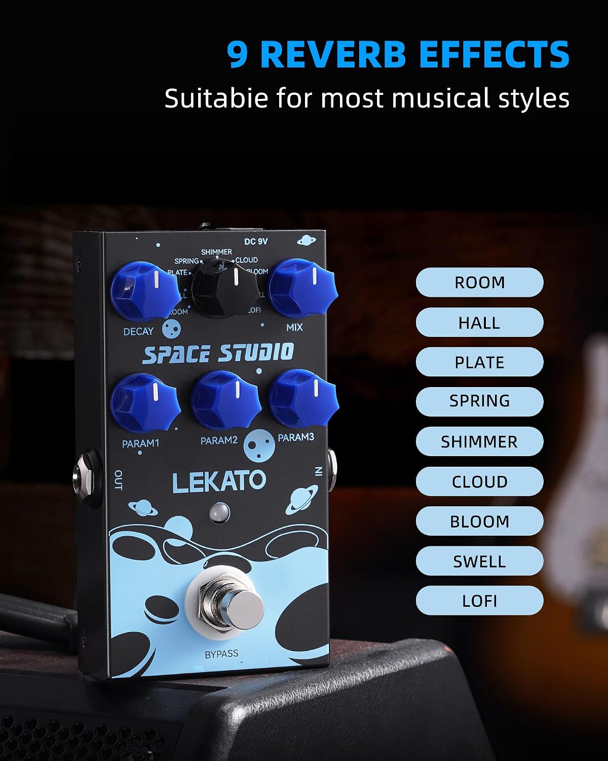 LEKATO Looper Guitar Pedal Guitar Loop Pedal Tuner Pedal 9 Loops 40 Minutes Record Time Unlimited Overdubs for Electric Guitar Bass (Black)